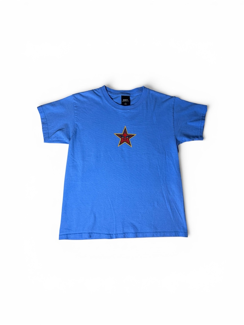 Obey Womens (S) Blue Tee with Print Red Star